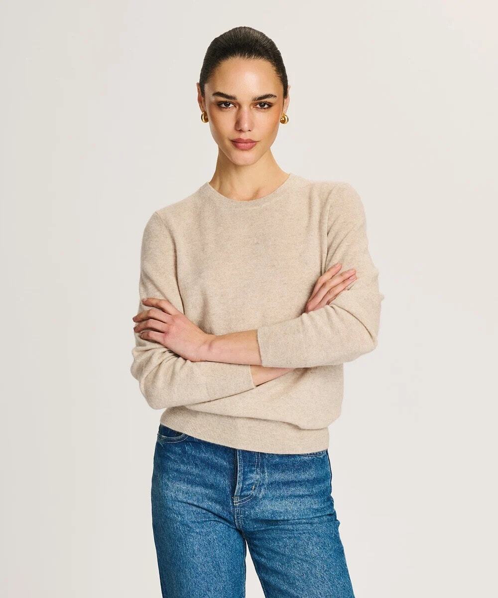 NAADAM Women’s Original Cashmere Sweater Sz S Beige Cream 100% Cashmere Nice!